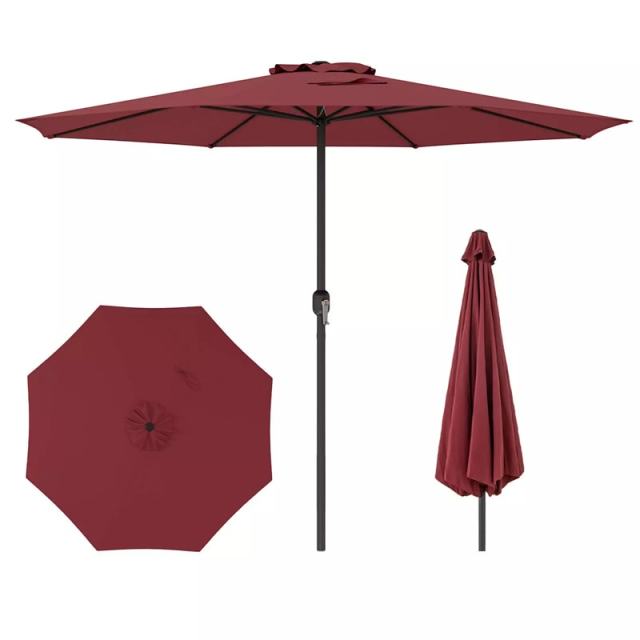 12FT Outdoor Patio Umbrella, 8-Rib Market Umbrella with Crank Handle & Vented Canopy, Sun-Protective Waterproof for Deck, Poolside, Garden