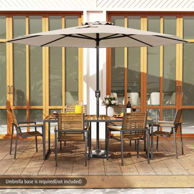 12FT Outdoor Patio Umbrella, 8-Rib Market Umbrella with Crank Handle & Vented Canopy, Sun-Protective Waterproof for Deck, Poolside, Garden