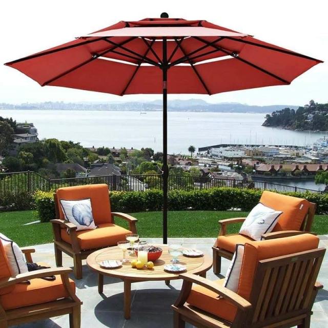 10ft 3 Tier Patio Market Umbrella with Double Vented & Easy Tilt Adjustment