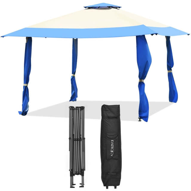 13' x 13' Folding Gazebo Canopy Pop Up Gazebo Tent Party Wedding Outdoor Shade Shelter with Portable Carrying Bag