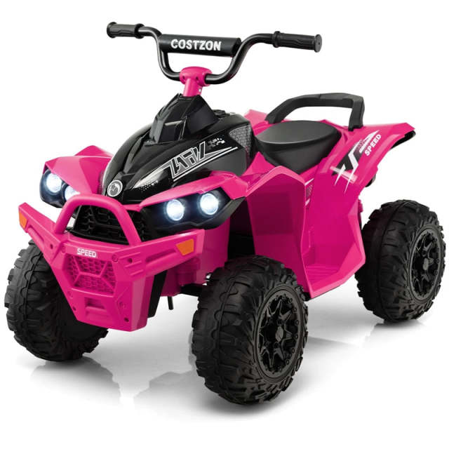 12V Kids Ride-On ATV, Battery Powered Electric 4-Wheeler Quad Car with Adjustable Speed, Lights & Treaded Tires for Boys & Girls