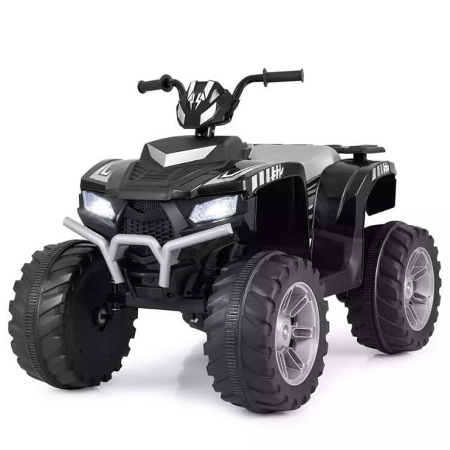 24V Kids Ride On ATV, Battery Powered Electric 4-Wheeler Quad Car with Wireless Connection & LED Lights for Boys/Girls Ages 3-8