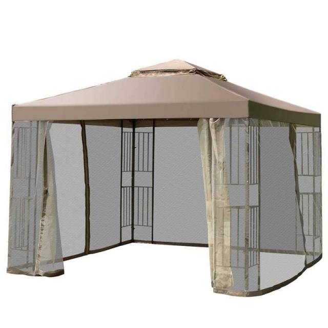 10' x 10' Patio Gazebo Double Mesh Vent Steel Outdoor Canopy Tent with Netting