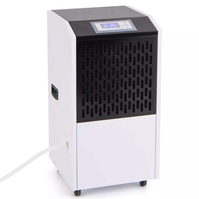 250-Pint Commercial Dehumidifier with Drain Hose, Auto Defrost & 4 Wheels, 8500 Sq.Ft Industrial Dehumidifier for Basement, Warehouse, Water Damage