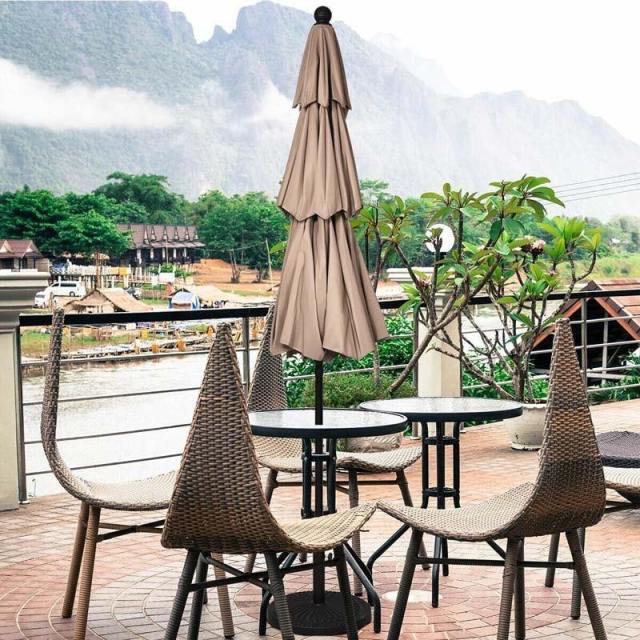 10ft 3 Tier Patio Market Umbrella with Double Vented & Easy Tilt Adjustment