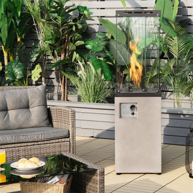 41,000 BTU Propane Patio Heater, Portable Outdoor Heater with Wheels, Protective Cover, Tempered Glass Tube, CSA Certified for Garden Yard