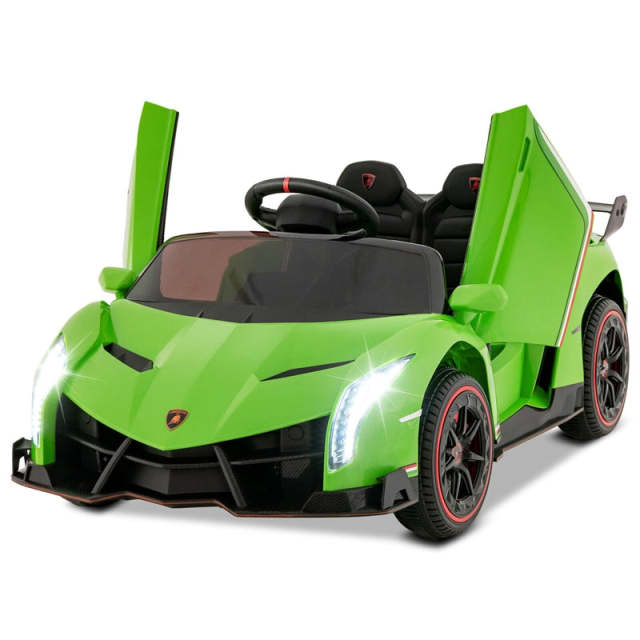 12V Kids Ride-On Car, Licensed Lamborghini 4WD Sports Car with Remote, LED Lights, Hydraulic Doors, Battery-Powered Electric Vehicle, Ages 3-8