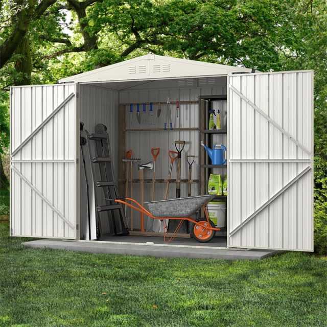 6.8x3.8FT Outdoor Metal Storage Shed Snap-on Assembly, All-Weather Galvanized Steel Utility Tool House with Lockable Door for Garden, Backyard, Lawn