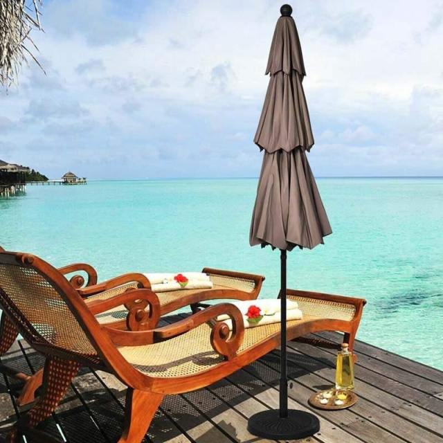 10ft 3 Tier Patio Market Umbrella with Double Vented & Easy Tilt Adjustment