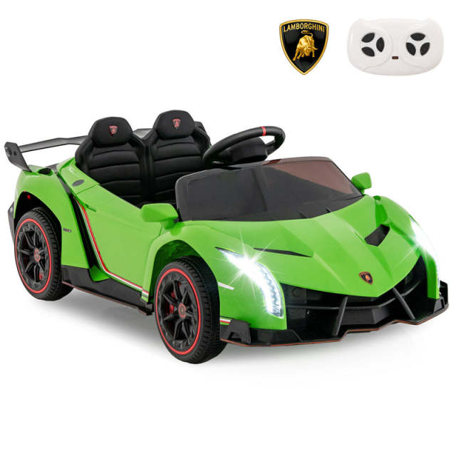 12V Kids Ride-On Car, Licensed Lamborghini 4WD Sports Car with Remote, LED Lights, Hydraulic Doors, Battery-Powered Electric Vehicle, Ages 3-8