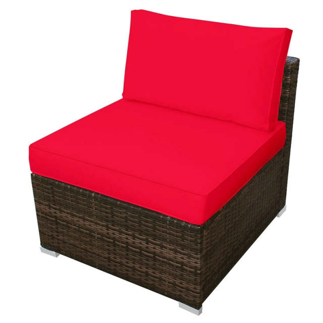 5-Piece Outdoor Rattan Chaise Lounge Set with Ottomans, Coffee Table & Washable Cushions, Patio Sectional Sofa Set for Backyard, Poolside