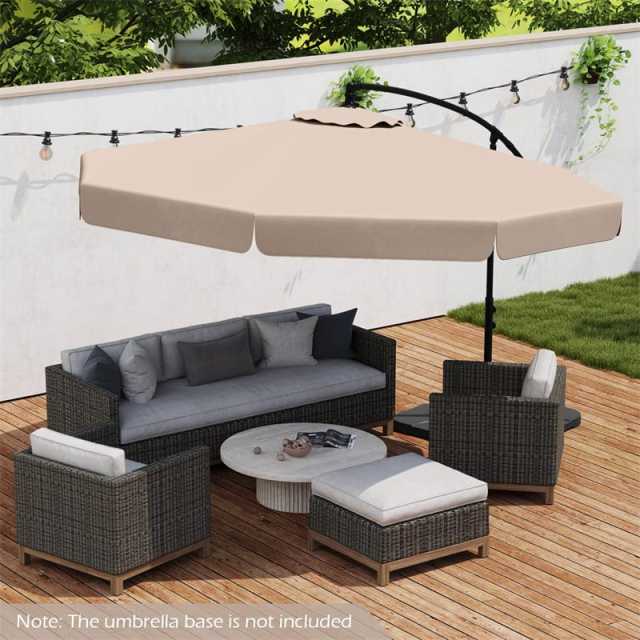 10FT Offset Cantilever Umbrella with Cover, Tilt Adjustment & Crank, 8-Rib Heavy-Duty Vented Ruffled Patio Umbrella for Poolside/Garden/Deck
