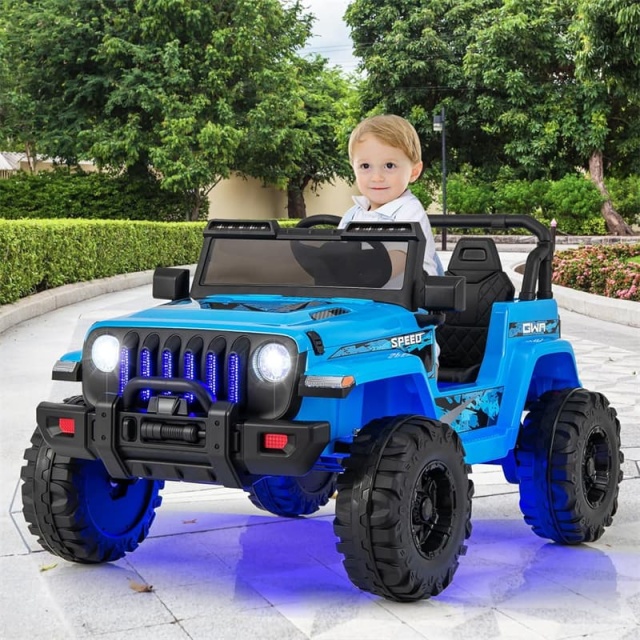 2-Seater Ride-On Truck for Kids, 12V Battery Powered Electric Vehicle with Remote Control & LED Lights, Ride-On Car for Boys Girls Gifts