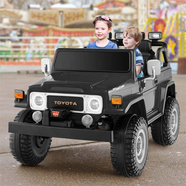 12V 2-Seater Ride-On Truck, Licensed Toyota FJ40 Kids Electric Car with Remote Control, Laser Lights, Storage Box, Music & Shock Absorption