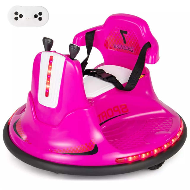 12V Bumper Car for Toddlers, Kids Electric Ride On Bumper Car with Remote Control, 360 Degree Spin, Dual Joystick & Flashing LED Lights