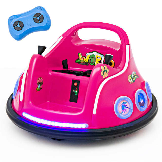 12V Kids Bumper Car, Electric Ride-On Bumper Car with Dual Joysticks, Flashing LED Lights & Remote Control, Battery Ride-On Toy for Toddlers