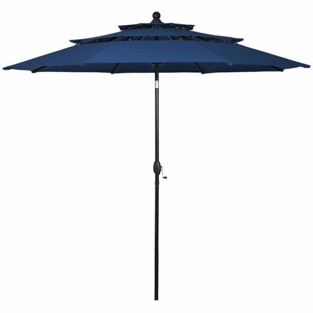 10ft 3 Tier Patio Market Umbrella with Double Vented & Easy Tilt Adjustment