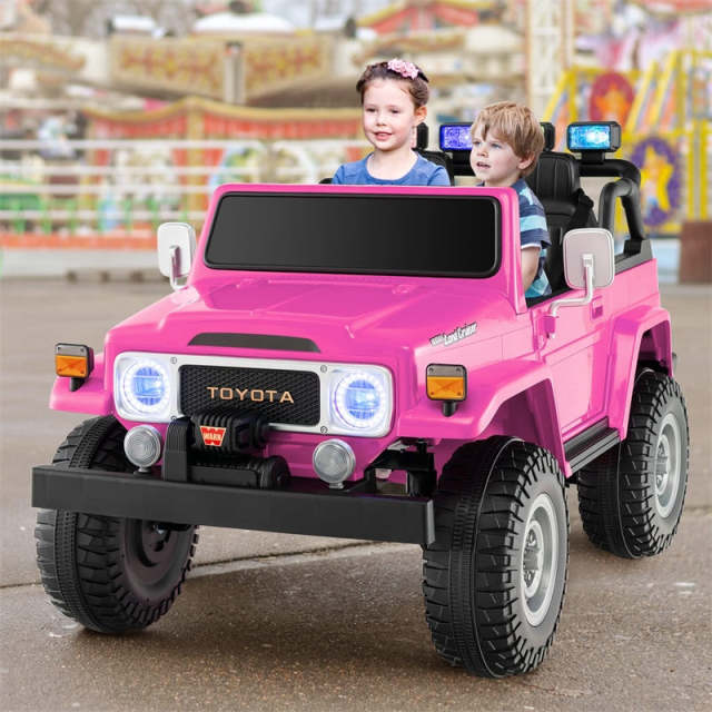 12V 2-Seater Ride-On Truck, Licensed Toyota FJ40 Kids Electric Car with Remote Control, Laser Lights, Storage Box, Music & Shock Absorption