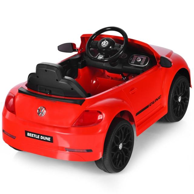 12V Kids Ride-On Car, Licensed Volkswagen Beetle Battery-Powered Electric Vehicle with Remote Control, Lights, Music, Gift for Boys & Girls
