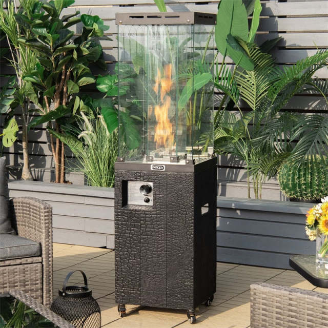 41,000 BTU Propane Patio Heater, Portable Outdoor Heater with Wheels, Protective Cover, Tempered Glass Tube, CSA Certified for Garden Yard