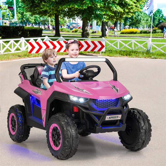 12V 2-Seater Ride On UTV, Kids Electric Vehicle with Remote Control, LED Lights, Music & Storage, Battery Powered Off-Road Car for 3-8 Years