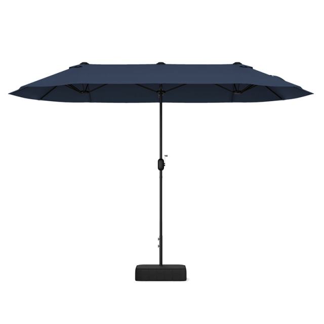 13FT Double-Sided Patio Umbrella, Extra Large Twin Market Umbrella with Base, Crank Handle, Safety Lock, Vented for Poolside, Deck, Backyard