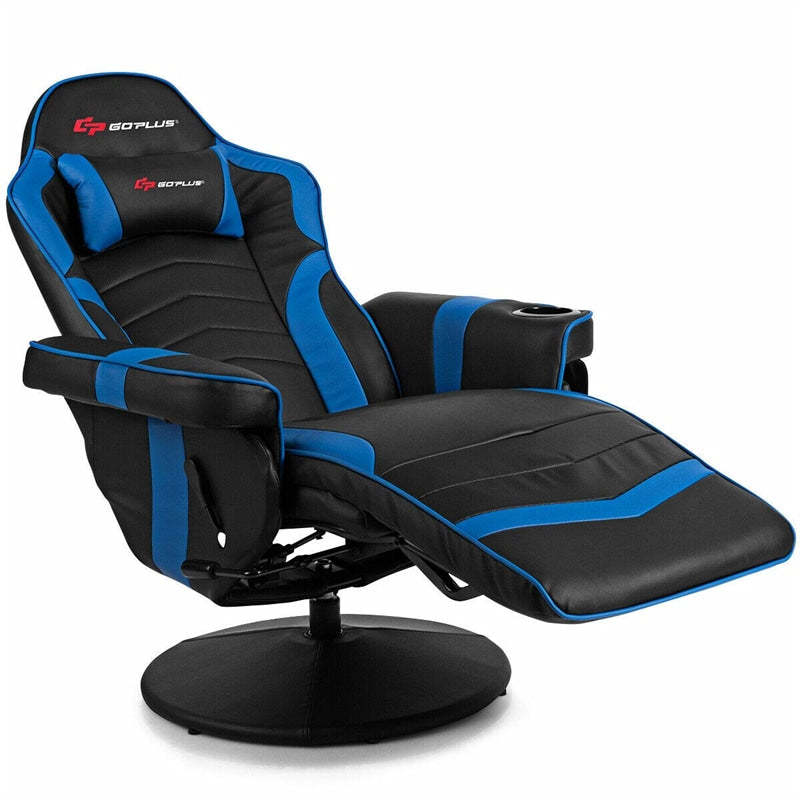 Gaming Recliner Massage Gaming Chair with Adjustable Backrest & Footrest, Ergonomic High Back PU Leather Computer Office Chair Swivel Game Sofa