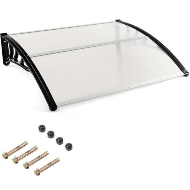 40" x 48" Window Awning, Modern Polycarbonate Overhead Door Awning Canopy with Hollow Sheet for Rain Snow Sunlight UV Protection UPF 50+