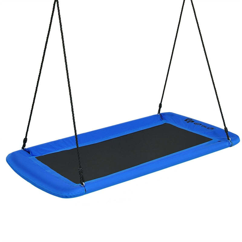 Giant 60" Platform Tree Swing with 2 Hanging Straps for Kids & Adults, Steel Frame Rectangle Saucer Swing for Indoor Outdoor Backyard