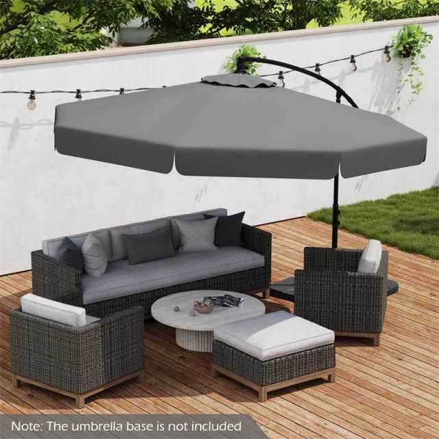 10FT Offset Cantilever Umbrella with Cover, Tilt Adjustment & Crank, 8-Rib Heavy-Duty Vented Ruffled Patio Umbrella for Poolside/Garden/Deck