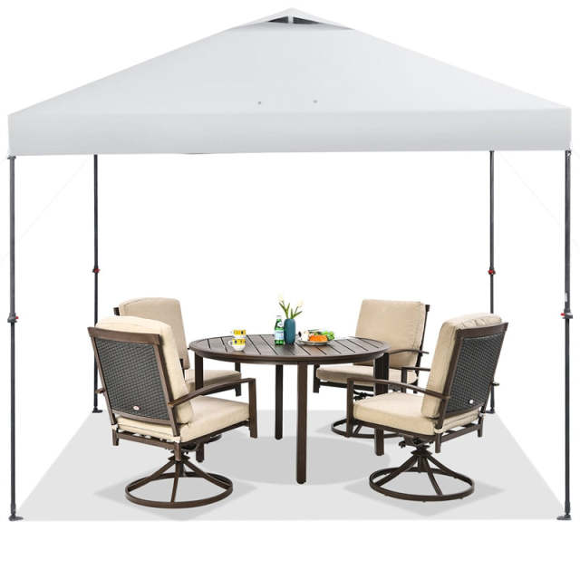 10' x 10' Pop Up Canopy Tent Easy Set-up Instant Canopy Outdoor Folding Tent Adjustable Height Sun Shelter with Center Lock & Carry Bag