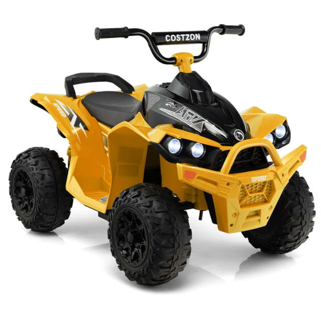 12V Kids Ride-On ATV, Battery Powered Electric 4-Wheeler Quad Car with Adjustable Speed, Lights & Treaded Tires for Boys & Girls