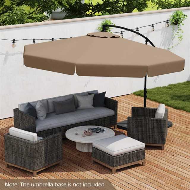 10FT Offset Cantilever Umbrella with Cover, Tilt Adjustment & Crank, 8-Rib Heavy-Duty Vented Ruffled Patio Umbrella for Poolside/Garden/Deck