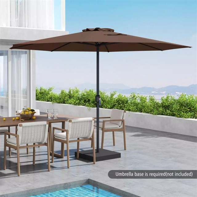 12FT Outdoor Patio Umbrella, 8-Rib Market Umbrella with Crank Handle & Vented Canopy, Sun-Protective Waterproof for Deck, Poolside, Garden