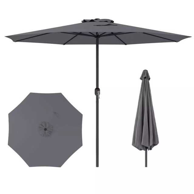 12FT Outdoor Patio Umbrella, 8-Rib Market Umbrella with Crank Handle & Vented Canopy, Sun-Protective Waterproof for Deck, Poolside, Garden