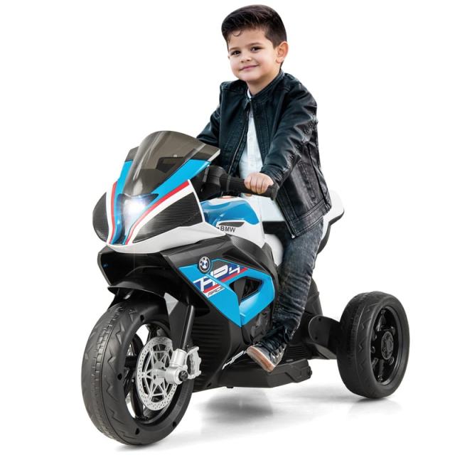 12V Kids Motorcycle, Licensed BMW Battery Powered 3-Wheel Motorcycle with Headlight, Music, Electric Ride-On Motorcycle for Ages 3+