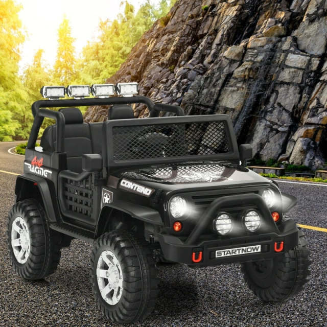 2-Seater Ride On Truck, 12V Battery Powered Electric Vehicle with Remote Control, LED Lights & Music, Ride On Car for Kids