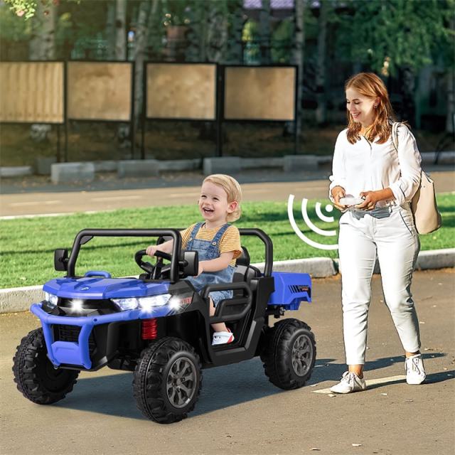 24V 2-Seater Ride-On Dump Truck, Kids Electric UTV with Dump Bed, Shovel, Remote Control & Dual Motors, Battery Powered Ride-On Car for Child