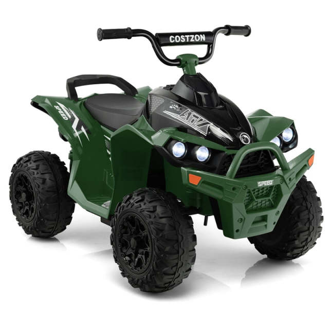 12V Kids Ride-On ATV, Battery Powered Electric 4-Wheeler Quad Car with Adjustable Speed, Lights & Treaded Tires for Boys & Girls