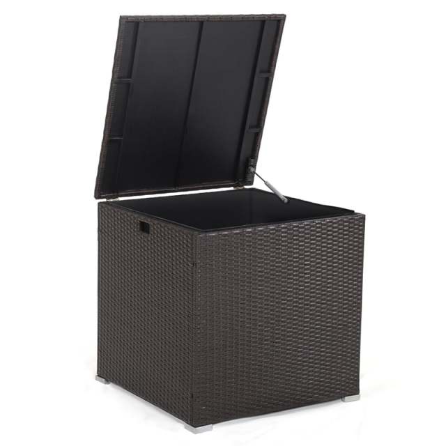 72 Gallon Rattan Wicker Deck Box with Waterproof Zipper Liner & Gas Strut, Outdoor Storage Box for Patio Cushions, Garden Tools, Backyard Accessories