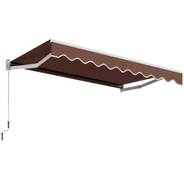 10x8.2FT Retractable Awning, Weatherproof Aluminum Sun Shade with Manual Crank for Patio, Balcony & Restaurant