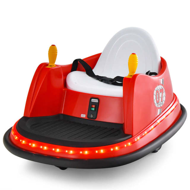 Kids Bumper Car, 12V Battery-Powered Electric Ride-On Bumper Car with 360° Spin, Dual Joysticks, Remote Control & Flashing Lights for Ages 2-5