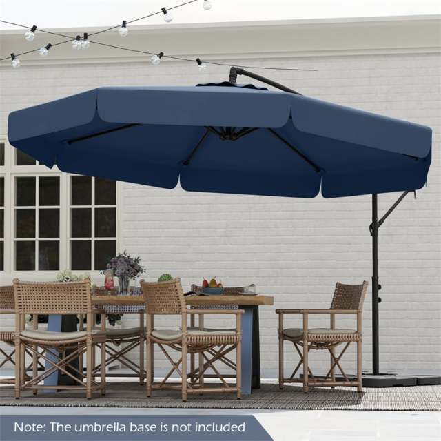 10FT Offset Cantilever Umbrella with Cover, Tilt Adjustment & Crank, 8-Rib Heavy-Duty Vented Ruffled Patio Umbrella for Poolside/Garden/Deck