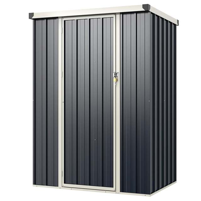 3.8x2.8FT Outdoor Metal Storage Shed with Lockable Door & Snap-On Assembly, All-Weather Steel Utility Tool House for Garden/Yard/Lawn, Bikes/Equipment