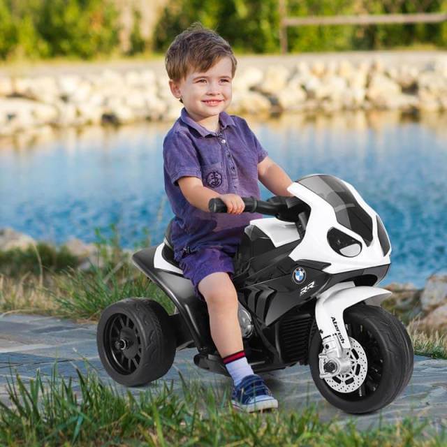 Kids Ride on Motorcycle, Licensed BMW 6V Battery Powered 3-Wheel Motorcycle Car Toy with Lights & Music