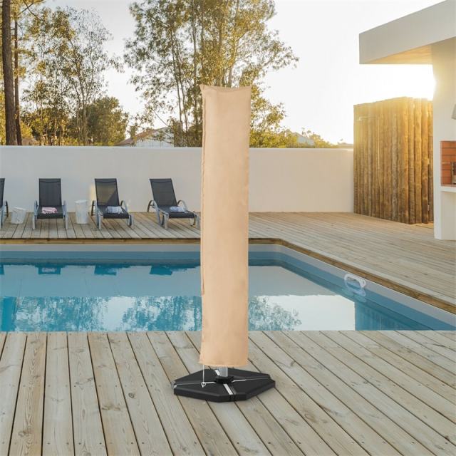 11FT Waterproof Offset Cantilever Umbrella Cover, Outdoor Patio  Parasol Cover with Fiberglass Rod & Zipper