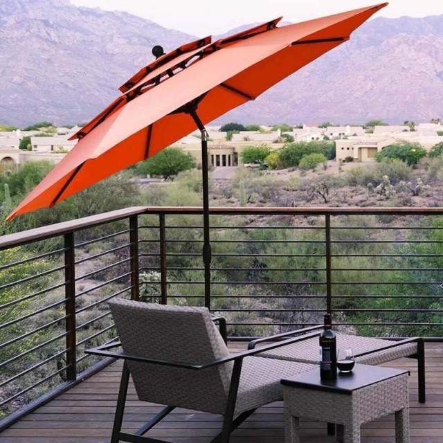 10ft 3 Tier Patio Market Umbrella with Double Vented & Easy Tilt Adjustment
