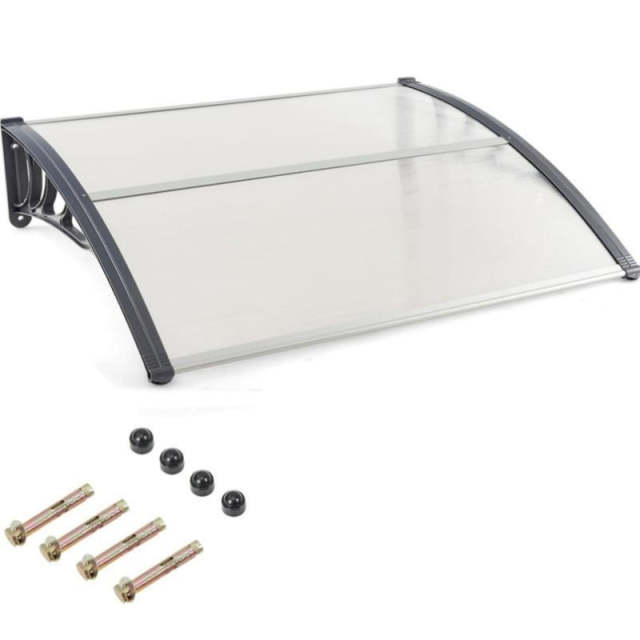 40" x 48" Window Awning, Modern Polycarbonate Overhead Door Awning Canopy with Hollow Sheet for Rain Snow Sunlight UV Protection UPF 50+