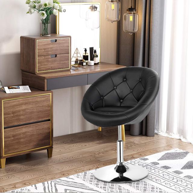 Contemporary Height Adjustable Makeup Chair with Chrome Frame
