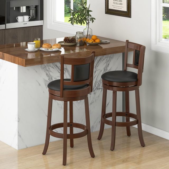 Bar Stools Set of 2/4 30.5” Swivel Upholstered Bar Height Bar Stool